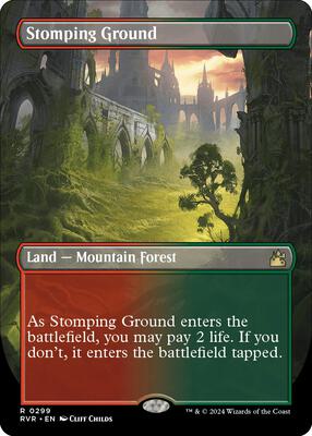 Stomping Ground (Borderless) card from Ravnica Remastered