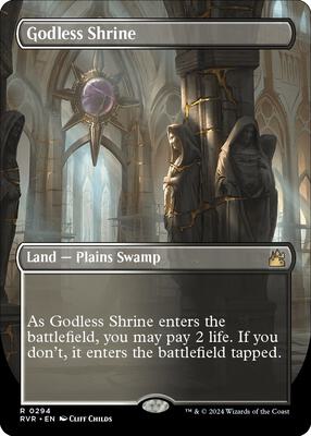 Godless Shrine (Borderless) card from Ravnica Remastered
