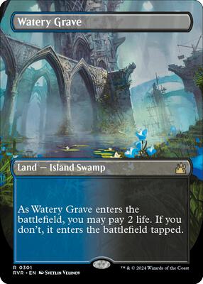 Watery Grave (Borderless) card from Ravnica Remastered