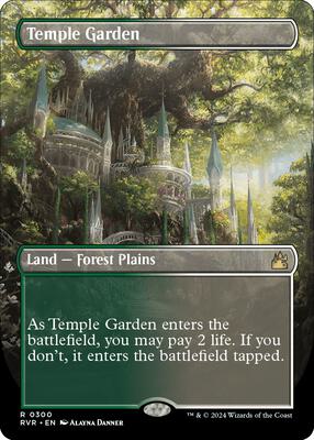 Temple Garden (Borderless) card from Ravnica Remastered