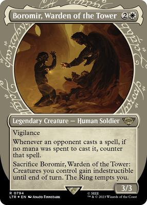 Boromir, Warden of the Tower (Showcase) (Surge Foil) card from Universes Beyond: The Lord of the Rings: Tales of Middle-earth