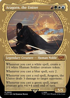 Aragorn, the Uniter (Showcase) (Surge Foil) card from Universes Beyond: The Lord of the Rings: Tales of Middle-earth