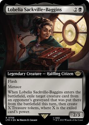 Lobelia Sackville-Baggins (Extended Art) (Surge Foil) card from Universes Beyond: The Lord of the Rings: Tales of Middle-earth