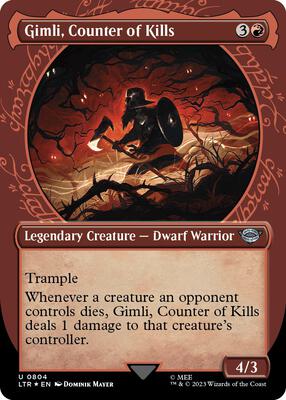 Gimli, Counter of Kills (Showcase) (Surge Foil) card from Universes Beyond: The Lord of the Rings: Tales of Middle-earth