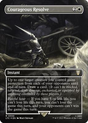 Courageous Resolve (Borderless) (Surge Foil) card from Commander: The Lord of the Rings: Tales of Middle-earth