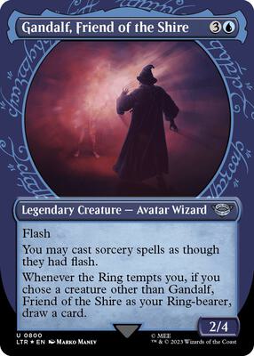 Gandalf, Friend of the Shire (Showcase) (Surge Foil) card from Universes Beyond: The Lord of the Rings: Tales of Middle-earth