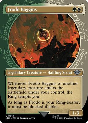 Frodo Baggins (Showcase) (Surge Foil) card from Universes Beyond: The Lord of the Rings: Tales of Middle-earth