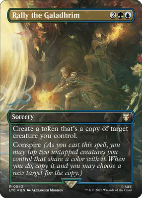 Rally the Galadhrim (Borderless) (Surge Foil) card from Commander: The Lord of the Rings: Tales of Middle-earth