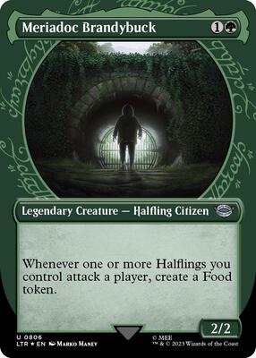 Meriadoc Brandybuck (Showcase) (Surge Foil) card from Universes Beyond: The Lord of the Rings: Tales of Middle-earth