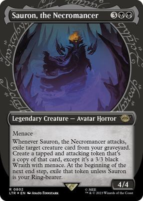 Sauron, the Necromancer (Showcase) (Surge Foil) card from Universes Beyond: The Lord of the Rings: Tales of Middle-earth