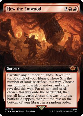 Hew the Entwood (Extended Art) (Surge Foil) card from Universes Beyond: The Lord of the Rings: Tales of Middle-earth