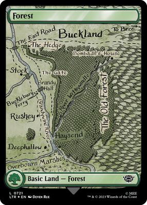 Forest (0721) (Surge Foil) card from Universes Beyond: The Lord of the Rings: Tales of Middle-earth