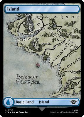 Island (0716) (Surge Foil) card from Universes Beyond: The Lord of the Rings: Tales of Middle-earth