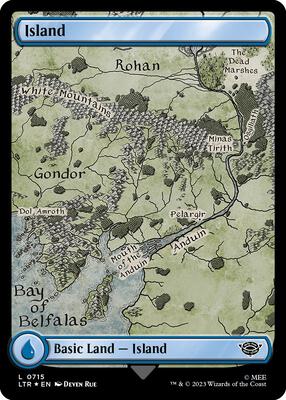 Island (0715) (Surge Foil) card from Universes Beyond: The Lord of the Rings: Tales of Middle-earth