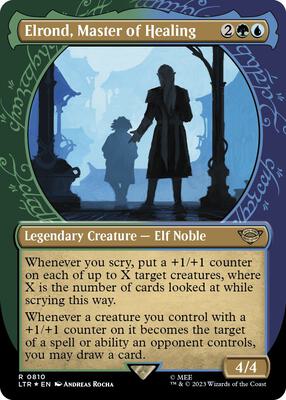 Elrond, Master of Healing (Showcase) (Surge Foil) card from Universes Beyond: The Lord of the Rings: Tales of Middle-earth