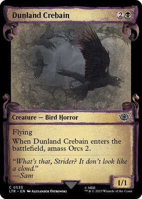 Dunland Crebain (Showcase Scrolls) card from Universes Beyond: The Lord of the Rings: Tales of Middle-earth