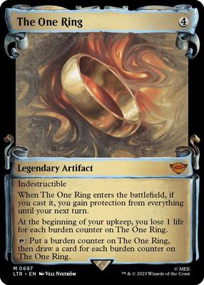 The One Ring (Showcase Scrolls) card from Universes Beyond: The Lord of the Rings: Tales of Middle-earth