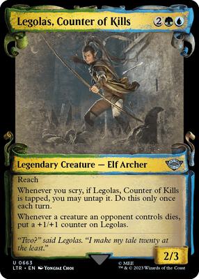 Legolas, Counter of Kills (Showcase Scrolls) card from Universes Beyond: The Lord of the Rings: Tales of Middle-earth