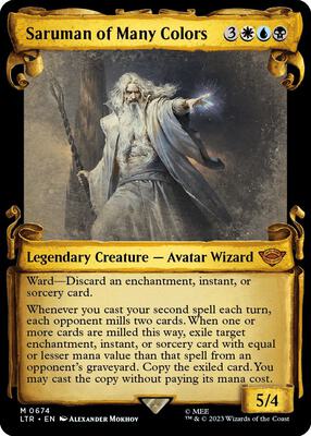 Saruman of Many Colors (Showcase Scrolls) card from Universes Beyond: The Lord of the Rings: Tales of Middle-earth
