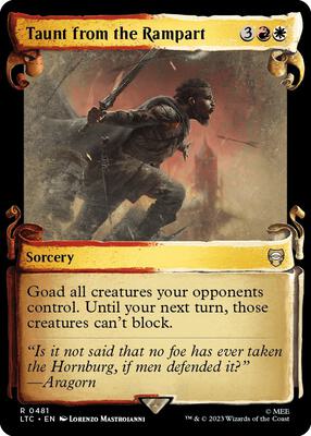 Taunt from the Rampart (Showcase Scrolls) card from Commander: The Lord of the Rings: Tales of Middle-earth