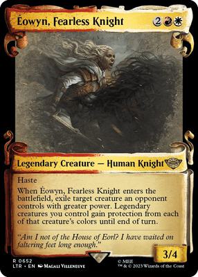 Eowyn, Fearless Knight (Showcase Scrolls) card from Universes Beyond: The Lord of the Rings: Tales of Middle-earth