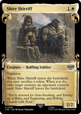 Shire Shirriff (Showcase Scrolls) card from Universes Beyond: The Lord of the Rings: Tales of Middle-earth