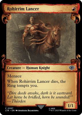 Rohirrim Lancer (Showcase Scrolls) card from Universes Beyond: The Lord of the Rings: Tales of Middle-earth