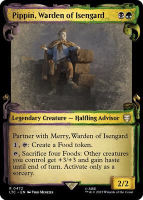 Pippin, Warden of Isengard (Showcase Scrolls) card from Commander: The Lord of the Rings: Tales of Middle-earth