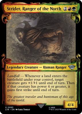 Strider, Ranger of the North (Showcase Scrolls) card from Universes Beyond: The Lord of the Rings: Tales of Middle-earth