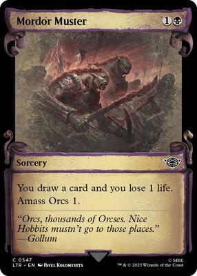 Mordor Muster (Showcase Scrolls) card from Universes Beyond: The Lord of the Rings: Tales of Middle-earth