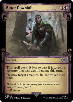 Bitter Downfall (Showcase Scrolls) card from Universes Beyond: The Lord of the Rings: Tales of Middle-earth