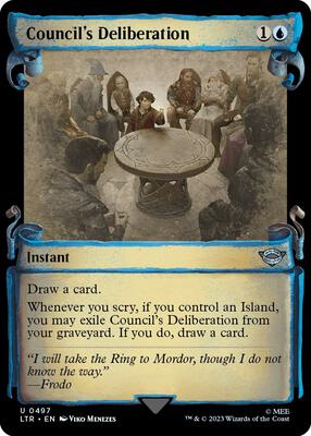 Council's Deliberation (Showcase Scrolls) card from Universes Beyond: The Lord of the Rings: Tales of Middle-earth