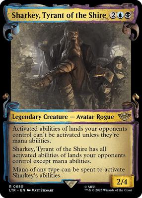 Sharkey, Tyrant of the Shire (Showcase Scrolls) card from Universes Beyond: The Lord of the Rings: Tales of Middle-earth