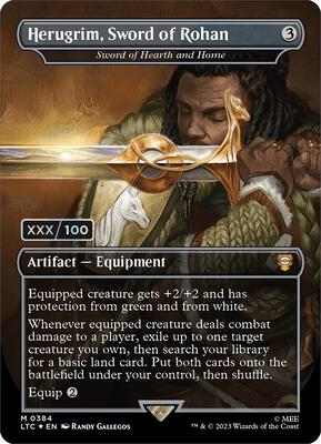 Herugrim, Sword of Rohan - Sword of Hearth and Home (Borderless) (Serial Numbered) card from Commander: The Lord of the Rings: Tales of Middle-earth