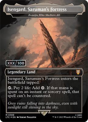 Isengard, Saruman's Fortress - Boseiju, Who Shelters All (Serial Numbered) card from Commander: The Lord of the Rings: Tales of Middle-earth