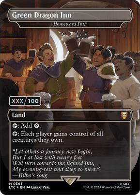 Green Dragon Inn - Homeward Path (Borderless) (Serial Numbered) card from Commander: The Lord of the Rings: Tales of Middle-earth