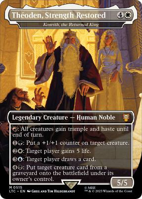 Theoden, Strength Restored - Kenrith, the Returned King (Borderless) card from Commander: The Lord of the Rings: Tales of Middle-earth