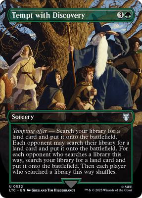 Tempt with Discovery (Borderless) card from Commander: The Lord of the Rings: Tales of Middle-earth