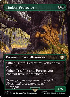 Timber Protector (Borderless) card from Commander: The Lord of the Rings: Tales of Middle-earth