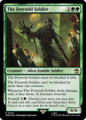 The Foretold Soldier (Surge Foil) card from Universes Beyond: Doctor Who
