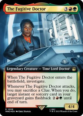 The Fugitive Doctor (Extended Art) (Surge Foil) card from Universes Beyond: Doctor Who