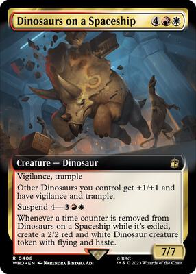 Dinosaurs on a Spaceship (Extended Art) card from Universes Beyond: Doctor Who