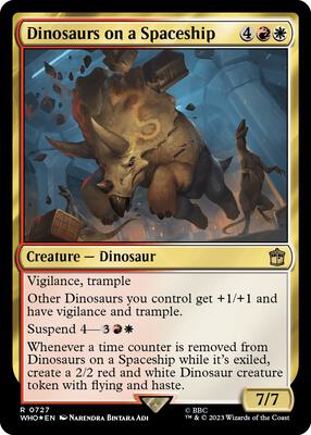 Dinosaurs on a Spaceship (Surge Foil) card from Universes Beyond: Doctor Who