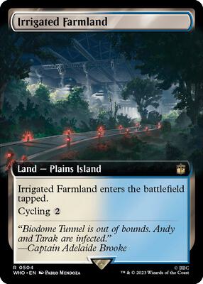 Irrigated Farmland (Extended Art) card from Universes Beyond: Doctor Who