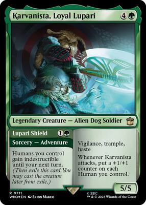 Karvanista, Loyal Lupari (Surge Foil) card from Universes Beyond: Doctor Who