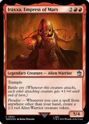 Iraxxa, Empress of Mars (Surge Foil) card from Universes Beyond: Doctor Who