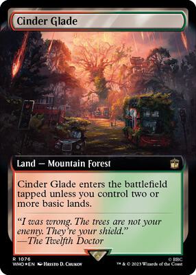 Cinder Glade (Extended Art) (Surge Foil) card from Universes Beyond: Doctor Who
