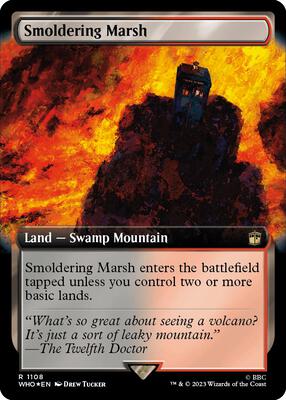 Smoldering Marsh (Extended Art) (Surge Foil) card from Universes Beyond: Doctor Who