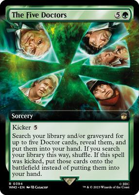 The Five Doctors (Extended Art) card from Universes Beyond: Doctor Who