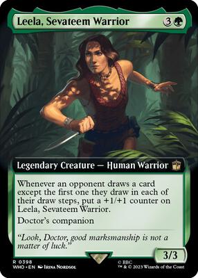 Leela, Sevateem Warrior (Extended Art) card from Universes Beyond: Doctor Who